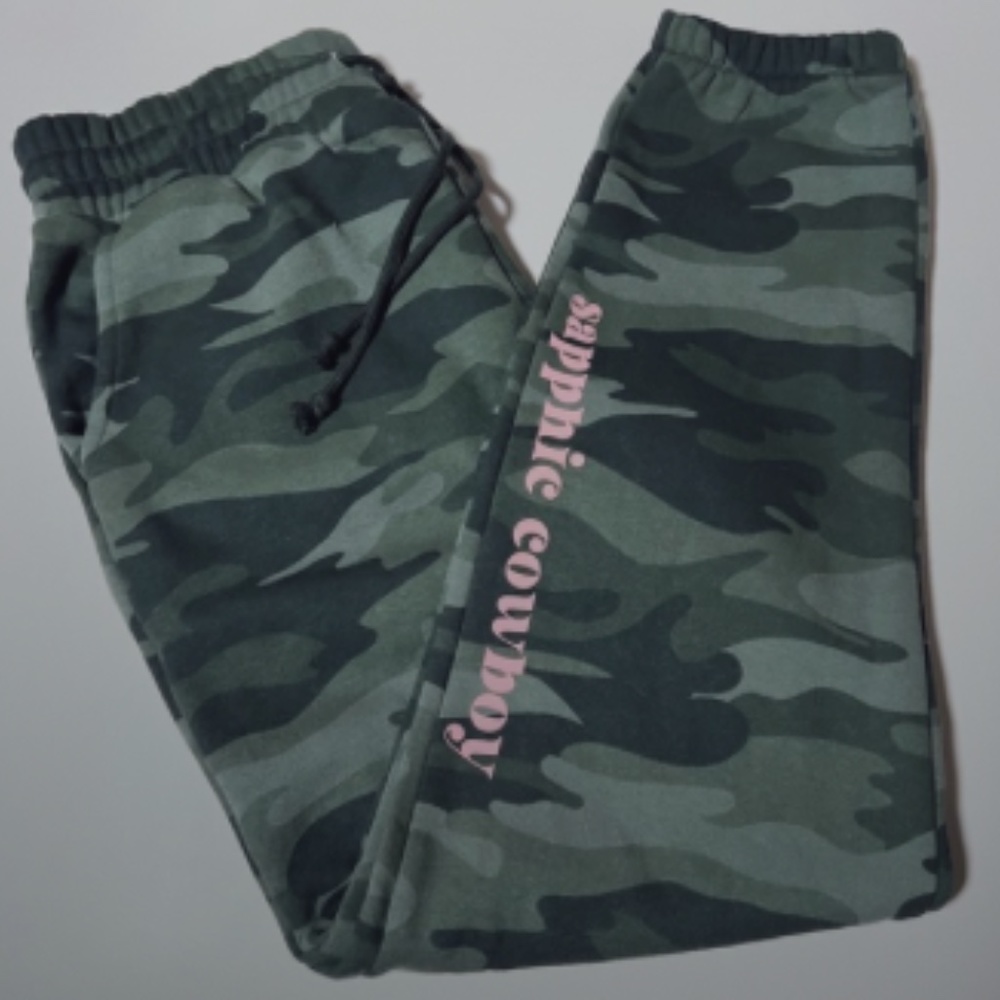 Sapphic Cowboy Camo Sweatpants, Oversized Sweatpants, Cozy House pants, Forest W